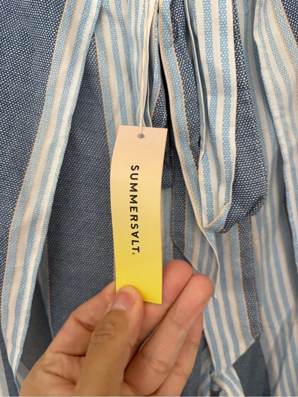 summersalt Blue and White Striped Tie-Waist Wide-Leg Pants NWT size M - Picture 4 of 6